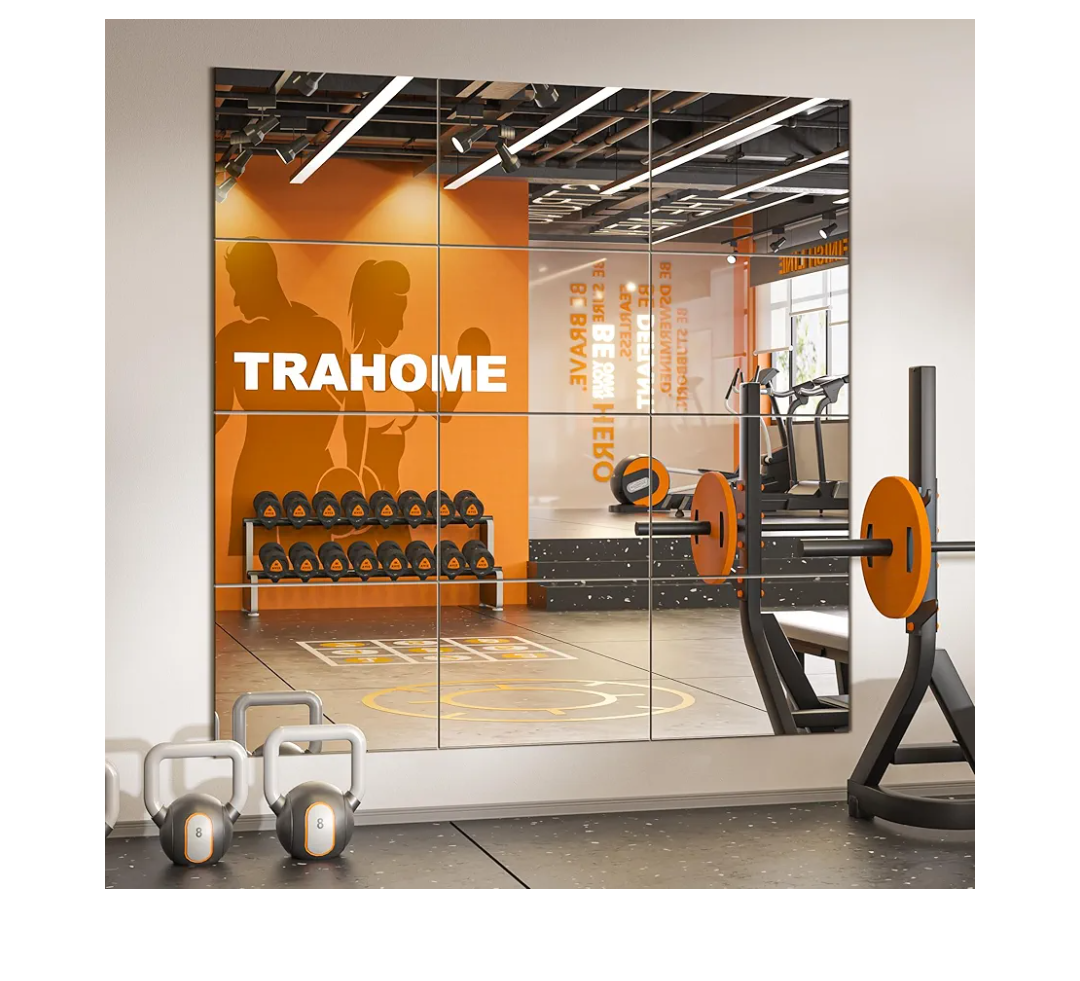 Wall Mirror Tiles, 16"x12"x12PCS Full Length Home Gym Mirror for Garage, Bedroom, Living Room, Over The Door