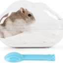 BUCATSTATE Hamster Sand Bath Container Large Hamster Toilet with Scoop Set Dust Bust Accessories for Small Animals (Transparent, Medium)