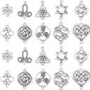 KitBeads 100pcs Mixed Styles Trinity Knot Charms Tibetan Wiccan Flower Connector Charms Antique Silver Celtic Knot Charms for Jewelry Making Bulk, Celtic Knots-100pcs-10 Styles