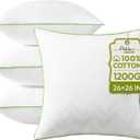 Ashler Throw Pillow Inserts (Pack of 4, White), 26 x 26 Inches Pillow Inserts with 100% Cotton Cover, Indoor Decorative Pillows Inserts for Couch Sofa and Bed