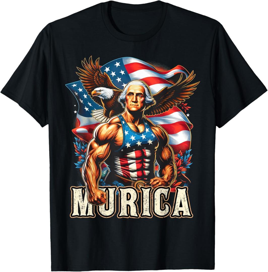 4th of July Patriotic Funny George Washington July 4th USA T-Shirt, Size: Small