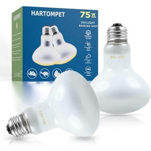 2 x Reptile Heat Lamp Bulbs 75W E26 - UVA Basking Spot Light for Reptiles - Simulated Sunlight for Bearded Dragon, Lizard, Tortoise, chickss and More | 2 Pack