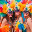 Syhood 6 Pcs Mardi Gras Costume Set, Sequined Tassels Tutu Skirt, Faux Feather Pattern Half Mask, Necklace and Long Socks (M)