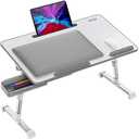 Besign LT06 Pro Adjustable Laptop Table [Large Size], Portable Standing Bed Desk, Foldable Sofa Breakfast Tray, Notebook Computer Stand for Reading and Writing (White)