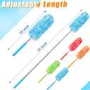 Tanlade 8 Pcs Microfiber Feather Duster for Cleaning 13-31 Inch Extendable Cobweb Dusters Ceiling Fan Duster Washable Bendable Tool for Office Car Window Furniture (Bright Color)
