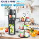 Pod Holder for Ninja Thirsti Pods, 360 Rotating15-Flavor Storage Holder for Ninja Thirsty Drink System Pod Organizer for Ninja Thirsty Flavor Pods,Water Flavoring Black