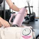 40 Oz Insulated Tumbler with Flip Straw Lid - 100% Leakproof, 100% Clean, Vacuum insulated Stainless Steel | BPA-Free, Handle & Cupholder Compatible - 24H Cold, Travel/Gym/Office (Pink Sand)