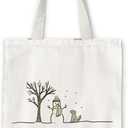 Coquette Christmas Tote Bag, Pink Christmas Snowman Goat Bows Reusable Canvas Shopping Bags Gifts for Women