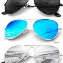 Aviator Sunglasses Polarized Sun-Glasses: Aviators Sunglasses for Men Women with UV Protection for Driving (A06 Black/Blue/Silver)
