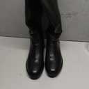 Modatope Knee High Boots Women Black Round Toe Chunky Low Flat Heel Side Zipper Fall Tall High Boots for Women Size 7.5