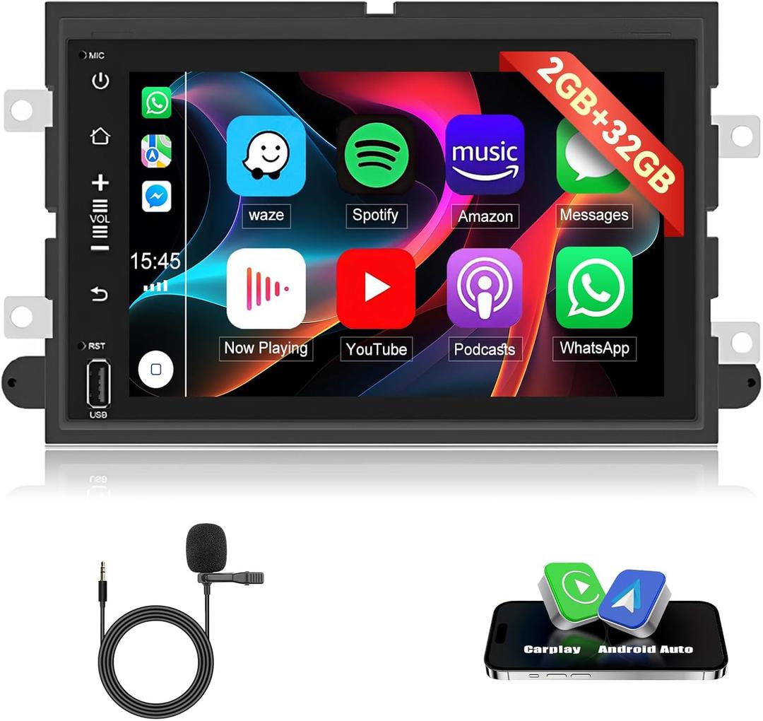 Android 13.0 Car Stereo Double Din for F150 F250 F350 2004-2014 7 Inch HD Touch Screen Car Audio Receiver with GPS Navigation Bluetooth Head Unit Supports, 2G+32G