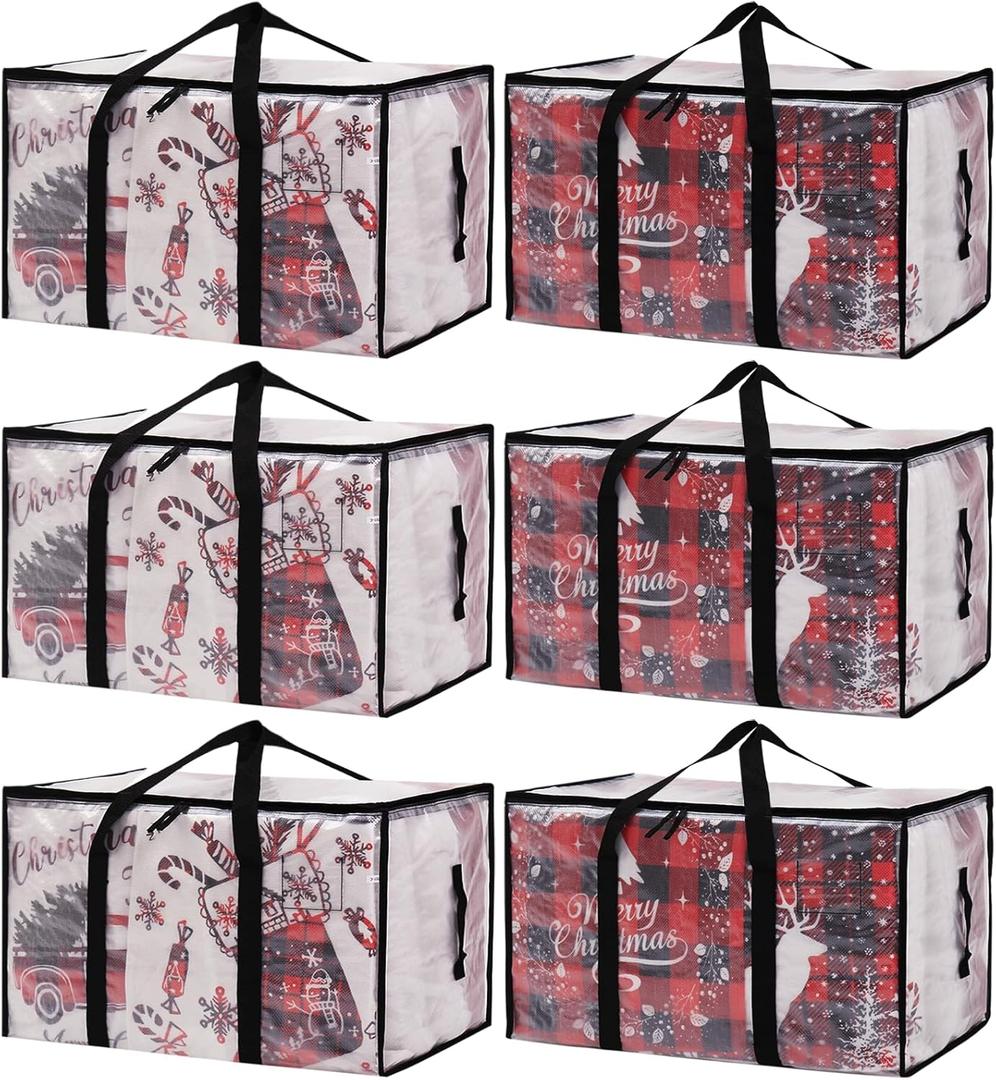 Moving Bags Heavy Duty Extra Large, Alternative for Moving Boxes & Moving Supplies, Clear Storage Bins with Lids, Plastic Packing Tote, Storage Bags for Clothes with Handles & Zippers(Clear, 6 Pack)
