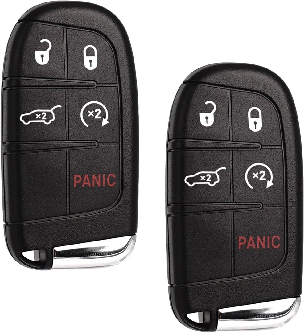 SUPALAND Car Key Fob Replacement Fits for Jeep Grand Cherokee Dodge Durango 2014 2015 2016 2017-2022 Push Start 5 Buttons Set of Two Keyless Entry Remote Control 68143505AC M3N-40821302 68150061