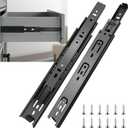 20 inch Drawer Slides 1 Pairs (2pcs) Full Extension Ball Bearing Drawer Rails Side Mount 3 fold Metal Dresser Runners for File Cabinet Trash Can Kitchen Wardrobe Glides 20" Black 100 LB Capacity