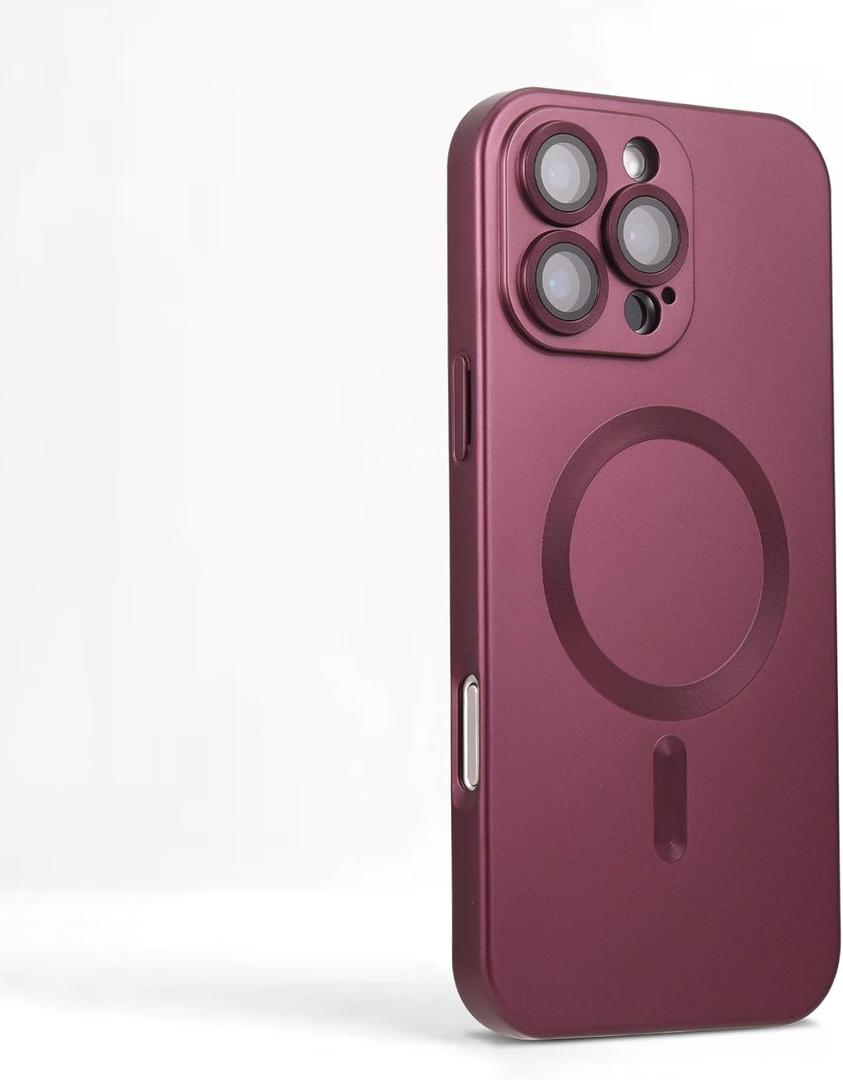 Magnetic for iPhone 16 Pro Max Case,Soft Slim Fit Anti-Fingerprint Sleek Phone Case Cover with Camera Protection,Compatible with MagSafe,Burgundy