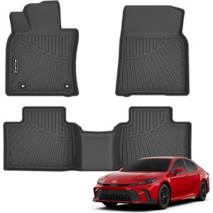 Floor Mats for 2025 2026 Toyota Camry (Include Hybrid) LE/SE/XLE/XSE All Weather Protection TPE Rubber Full Set Automotive Floor Liners for 2026 Camry Hybrid Accessories, Odorless Anti-Slip Black
