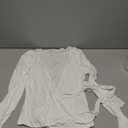 Women Ballet Wrap Top Long Sleeve Self Tie Dance Shirt Pilates Yoga Tops Y2k Workout Active Blouses, Size S, White