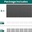 EVERHANGER Metal Pegboard Panels 24" x 12", Heavy Duty Steel Peg Boards for Garage, Pegboard Wall Organizer for Tool Storage and Organization, Black, 6 Pack