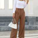 NIMIN High Waisted Work Pants for Women Business Casual Outfits 2026 Office Dress Pants Trousers with Pockets (Brown, L)