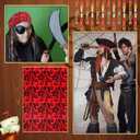 Tondiamo 6 Pcs Halloween Pirate Costume Accessories Pirate Hair Beads Rings Red Scarf Fox Tail for Halloween Dress up Supply