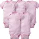 Gerber baby-girls 5-pack Solid Onesies Bodysuits (3-6 Months, Pink)