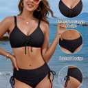 Blooming Jelly Womens 2 Piece Swimsuit Curvy Two Piece Bikini Cute Slimming Ruched 2025 Bathing Suits (Black, S)