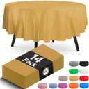 14 Pack Premium Gold Plastic Tablecloth - 84 x 84 in. Disposable Plastic Table Cloth - Decorative Table Cover - Smooth Table Cover - Disposable Table Cloths For Parties, Weddings