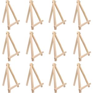 12 Pcs Mini Wood Easel, Natural Wood A-Frame Display Stand, Small Easel for Art Crafts, Photo Frames, Wedding Table Decor, Creative DIY Projects