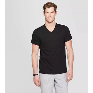 Goodfellow Men's Every Wear Short Sleeve V-Neck T-Shirt (Small, Black)
