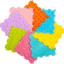 8 Pcs Sensory Mats, Sensory Tiles Puzzle Floor Mat for Kids Sensory Room ItemsDifferent Patterns and Colors - Silicone Massage Orthopedic Mat for Children with Autism