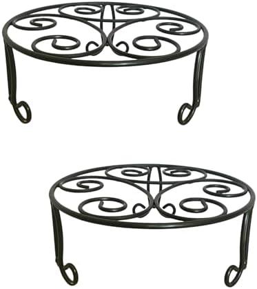 ILTreFlo 1 Pack Iron Plant Stand Low Profile,13 Inch Diameter Wide Round Metal Flower Stand for Indoor Outdoor Large Plants, Short Heavy Duty Display Holder for Wide Pots, Patio Garden Home Decor,Rustproof Matte Black(2 Pack 13 Diameter 5 inches Tall