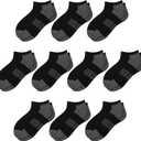Comfoex 10 Pairs Boys Socks Low Cut Ankle Socks For Kids 8-10 4-6 6-8 Years Old Short Athletic Socks With Cushioned Sole (Black, S)