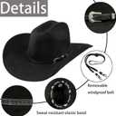 Western Cowboy Hat for Men Women,Shapeable Wide Brim Felt Fedora Classic Cowgirl Hats for Cowboys and Cowgirls,with bolo tie