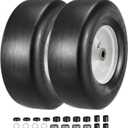 MaxAuto 13x5.00-6 Flat Free Tire and Wheel Tubeless, 2-Pack 13x5x6 Lawn Mower Tires 13x5-6 Solid Smooth Tire for Riding Lawn Mower, 3.25" Centered Hub and 3/4" Bushing, NOT Bearing