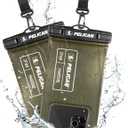 Pelican 2 Pack Marine - IP68 Waterproof Phone Pouch (Regular Size) Floating Waterproof Phone Case - Beach Cruise Ship Travel Essentials - Works with All Phones - Detachable Lanyard - OD Green