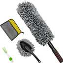 4 PCS Car Duster Kit, Microfiber Scratch Free Multipurpose Cleaning Duster with Extendable Handle, Washable Interior & Exterior Auto Dusting Tools for Cars Trucks SUVs RVs