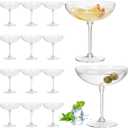 LemonRoad 12 Pcs Detachable Martini Glasses 9oz Disposable Plastic Coupe Cocktail Dessert Glassware Set for Champagne Wine Wedding Birthday Holiday Party Supplies (Clear)