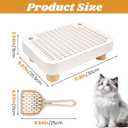 Litter Box Step with Litter Shovel, Box Ramp/Catcher with Wooden Base, Easy Cleaning with Filter Function Ideal for Cats Pedal Stool Kitten & Elderly Cats (Color:White)
