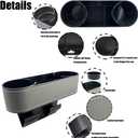 Car Cup Holder Expander Organizer,Multifunctional Cup Drink Holders with PU Leather Cover,Side Insert Center Console Seat Gap Filler Storage Box for Mug Bottle CellPhones Coffee Coasters Cards