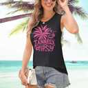 Tank Top for Women Sunset Coconut Tree Tank Beachy Party Vest Hawaiian Family Vacation Trip Sleeveless Tops (XL)