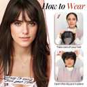 Bangs Hair Clip in Bangs, 100% Real Human Hair Clip in Fringe, 3 Secure Clips in Full Fringe French Bangs Natural Thick Volume Fake Bangs for Women Girls Daily Wear Natural Black