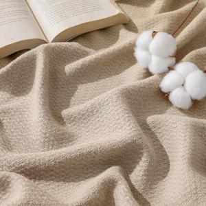 Bedsure GentleSoft 100% Cotton Blanket Twin XL Size for Bed - Cooling Breathable and Lightweight, Soft Cozy Textured Herringbone Woven Summer Blanket for College Dorm, Khaki, 66x90 inches