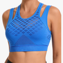 RUNNING GIRL Sports Bras for Women High Support,Seamless Ribbed Longline High Neck Sports Bra Racerback Padded Crop Top Yoga L