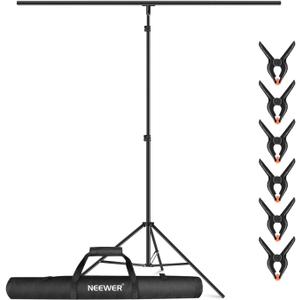 NEEWER T-Shaped Background Backdrop Support Stand Kit, 8.5ft/2.6m Tall Adjustable Tripod Stand and 5ft/1.5m Wide Crossbars with 6 Spring Clamps and 1 Carrying Bag for Studio Photo Video Photography
