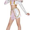 OSIAS Women Zoey Cosplay Costume White Stage With Dazzling Laser Design (M)