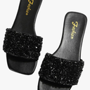 GORGLITTER Glitter Sandals Sparkly Sandals Casual Rhinestone Slides Bling Open Toe Sandals, Size 43