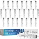 20 ml Syringe without Needle - 25 Pack of Individually Wrapped Disposable Syringes - Good for Medical, Scientific Lab, Home Use, and More - Sterile Luer Lock Syringes