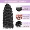Deep Wave Feather Crochet Hair, 100 Strands Miracle Knots Hair Curly Crochet Hair for Black Women Pre-Separated Invisible Knotless, Feathered Crochet Hair Extensions (18 Inch 1B)