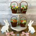 2 x Easter Basket Decorations Set, 4 Mini Baskets with Grass, 40 Foam Eggs, 12 Foam Carrots for Home Decor, Party Favors, Holiday Crafts