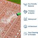 Garvee Reversible Outdoor Rug 9x12 for Patio, Waterproof Outdoor Area Rug, Modern Medallion Indoor Outdoor Rugs, Plastic Straw Rug for RV, Camping, Deck, Vintage Terracotta
